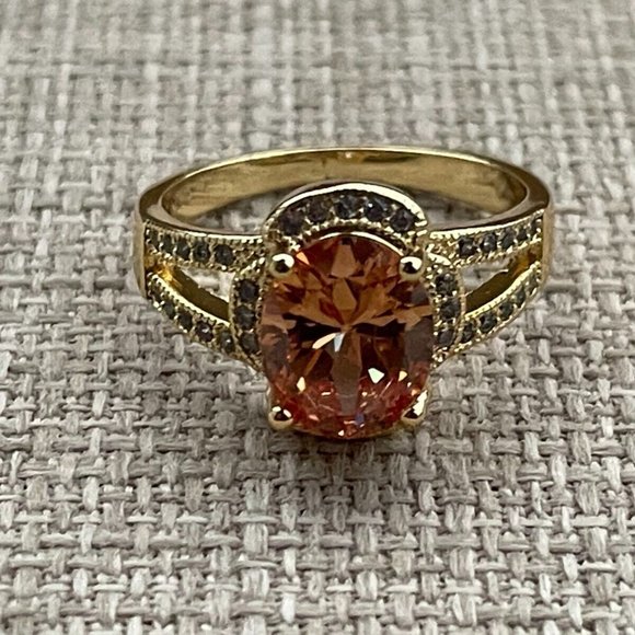 Women Rings Gold Plated Fashion Jewelry Rings Lab Created Stone Size 8 - Picture 3 of 12